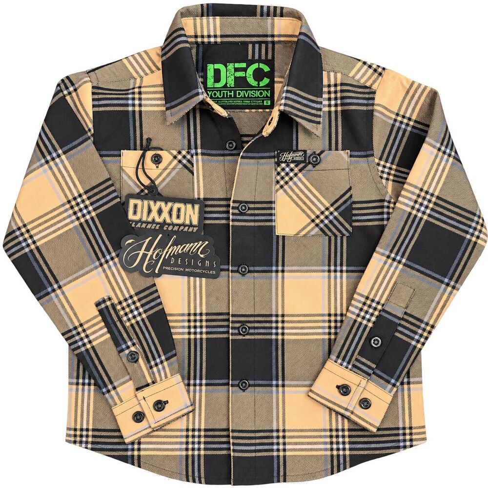 Dixxon Hofmann Designs 3.0 Youth D-Tech Plaid Black Tan Flannel Small (7-8) NWT